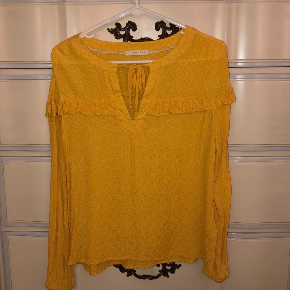 Yellow Keyhole Blouse